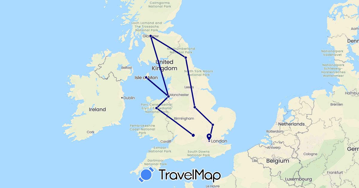 TravelMap itinerary: driving in United Kingdom, Isle of Man (Europe)